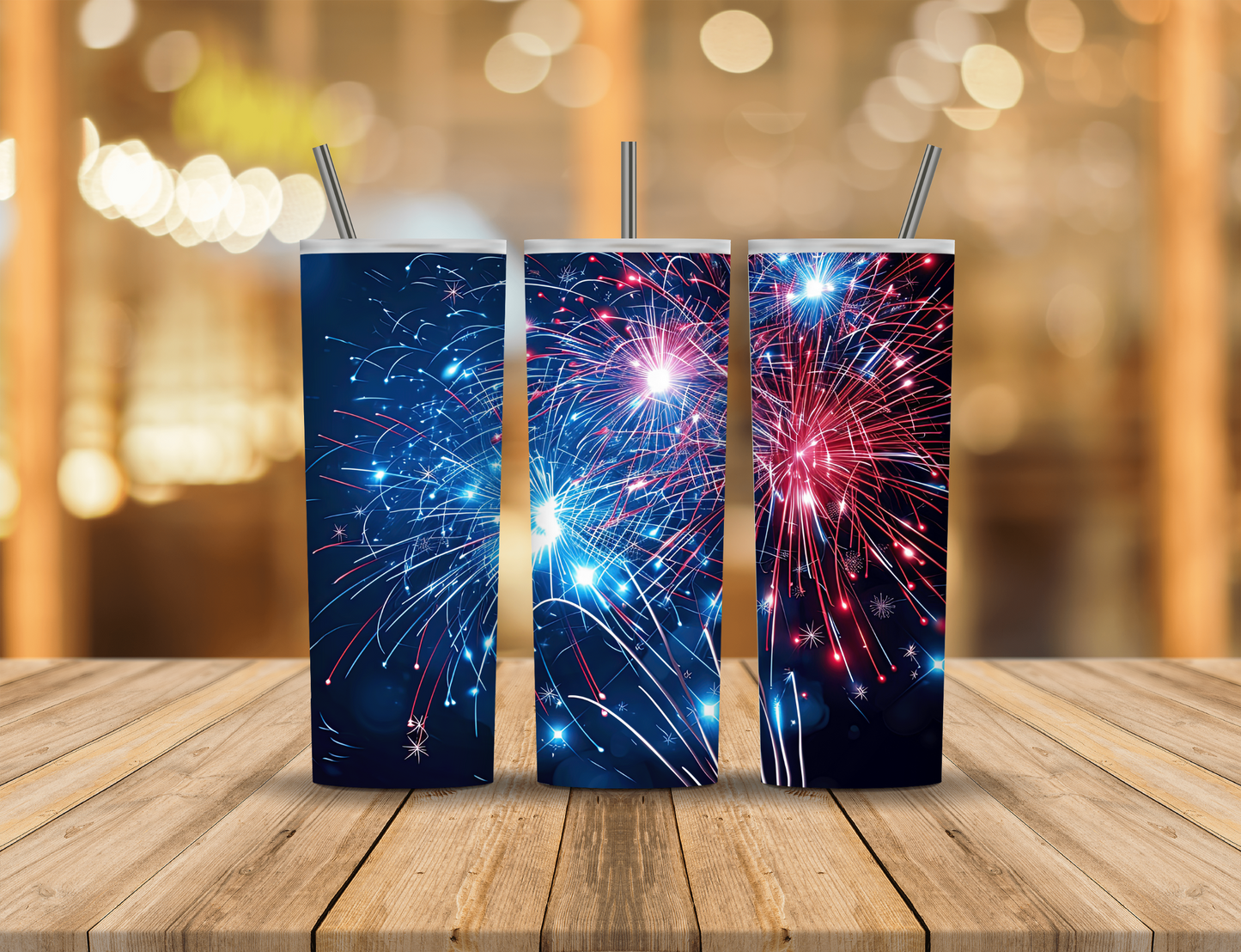 Red White Blue Fireworks 20 oz Tumbler Design Digital Download #632