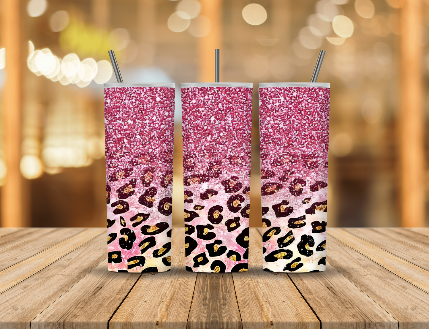 Pink Glitter Animal Print 20 oz Tumbler Design Digital Download #75