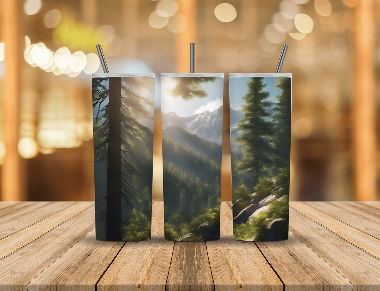 Mountains Sunshine Forest 20 oz Tumbler Design Digital Download #371