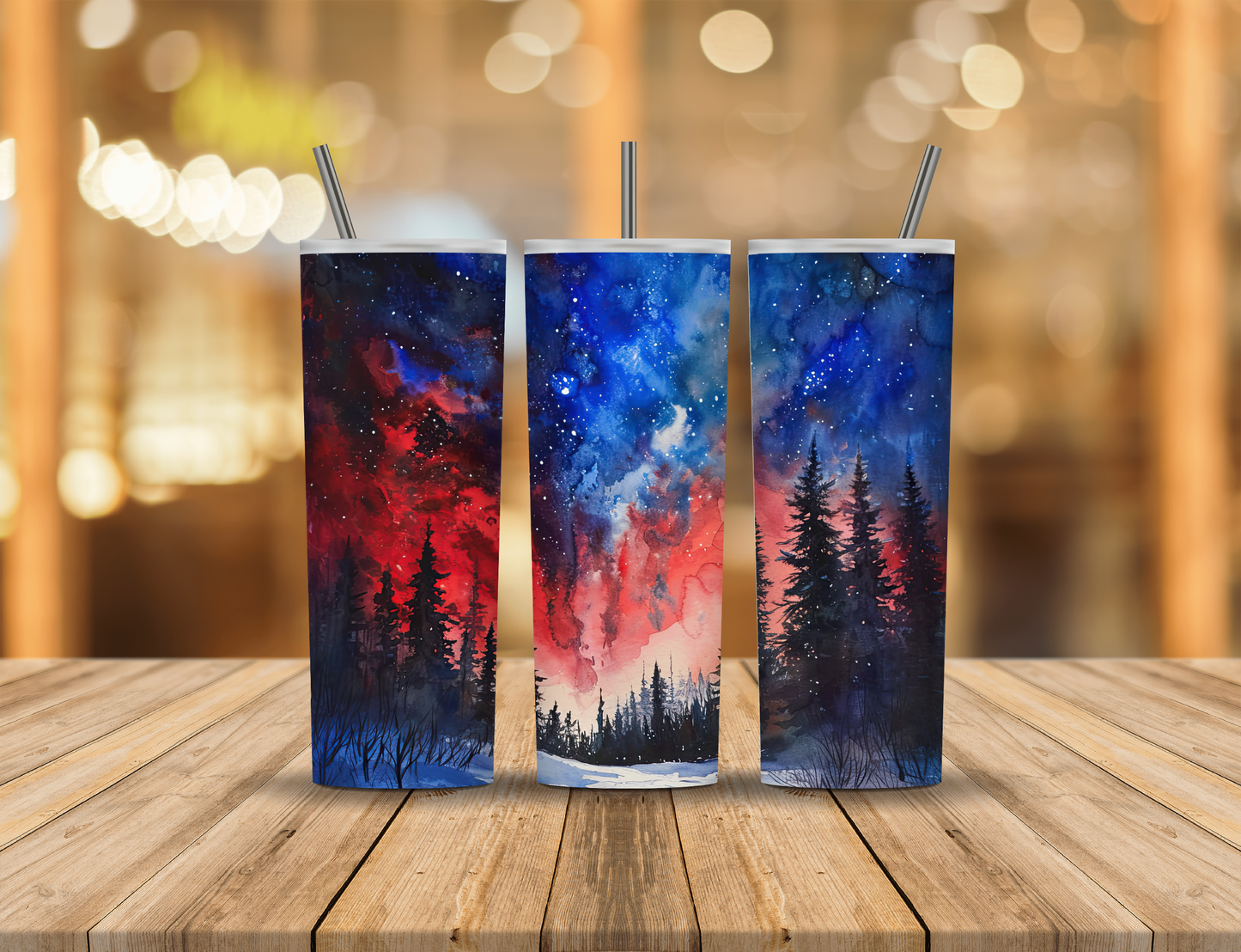 Red White Blue Forest Nature 20 oz Tumbler Design Digital Download #682