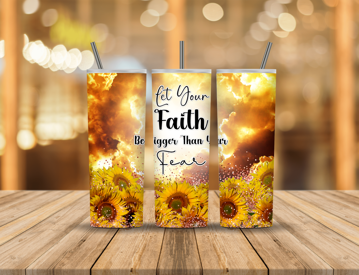 Sunflowers Religious Faith 20 oz Tumbler Design Digital Download #194