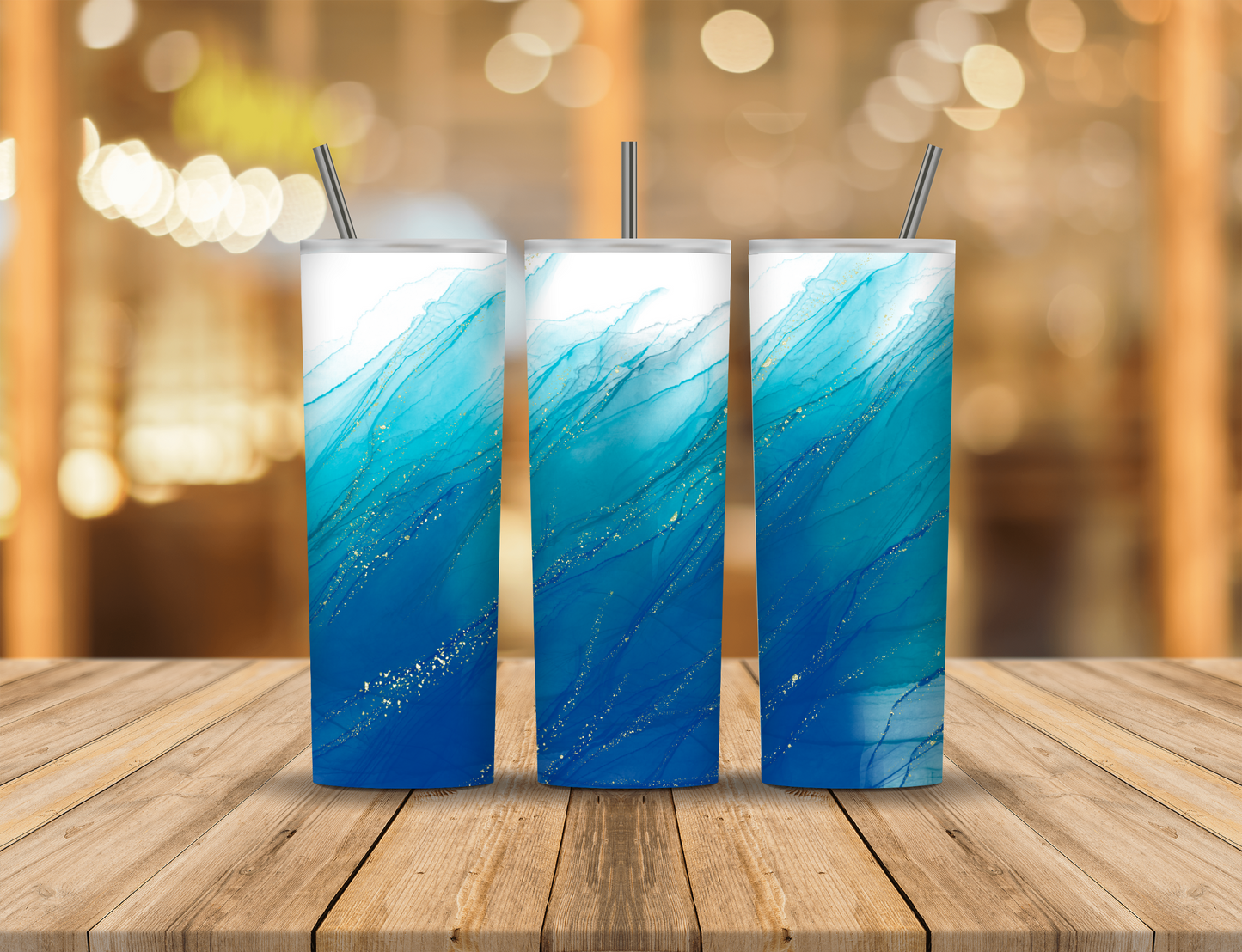 Blue Sparkle Speckled Abstract 20 oz Tumbler Design Digital Download #68