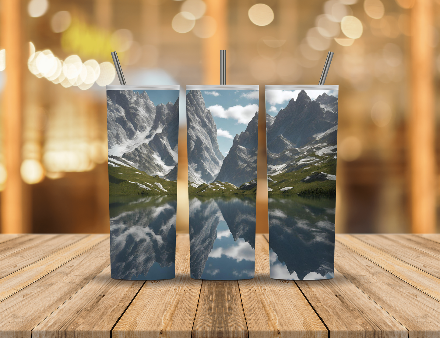 Mountains Lake Sky 20 oz Tumbler Design Digital Download #220