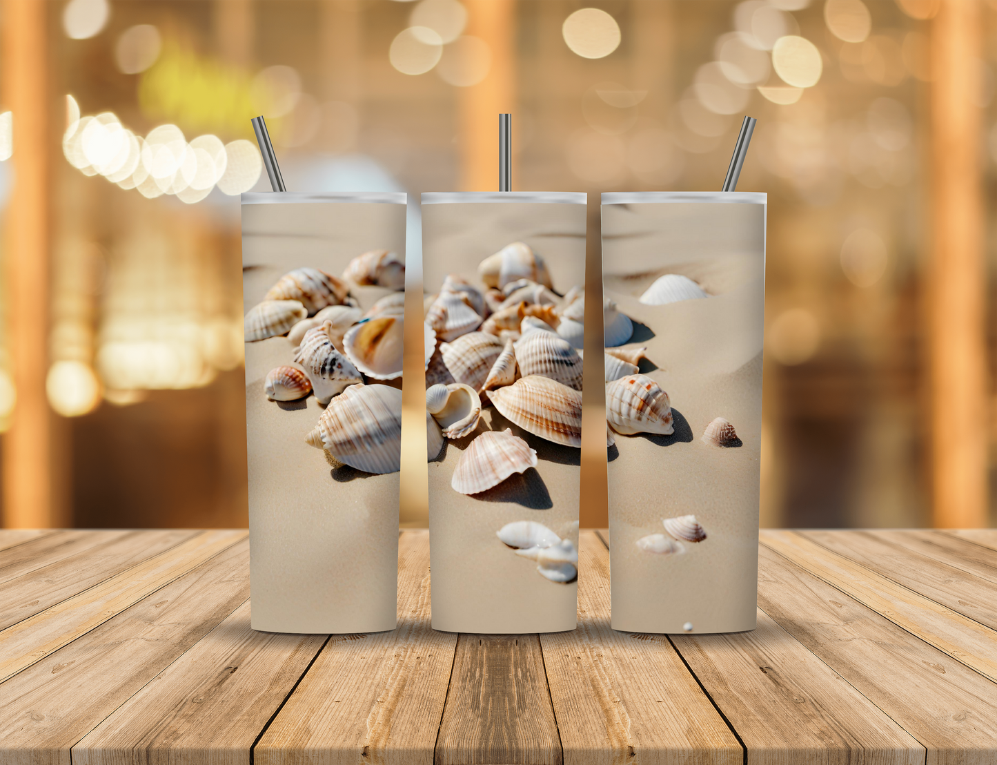 Ocean Beach Seashells 20 oz Tumbler Design Digital Download #385