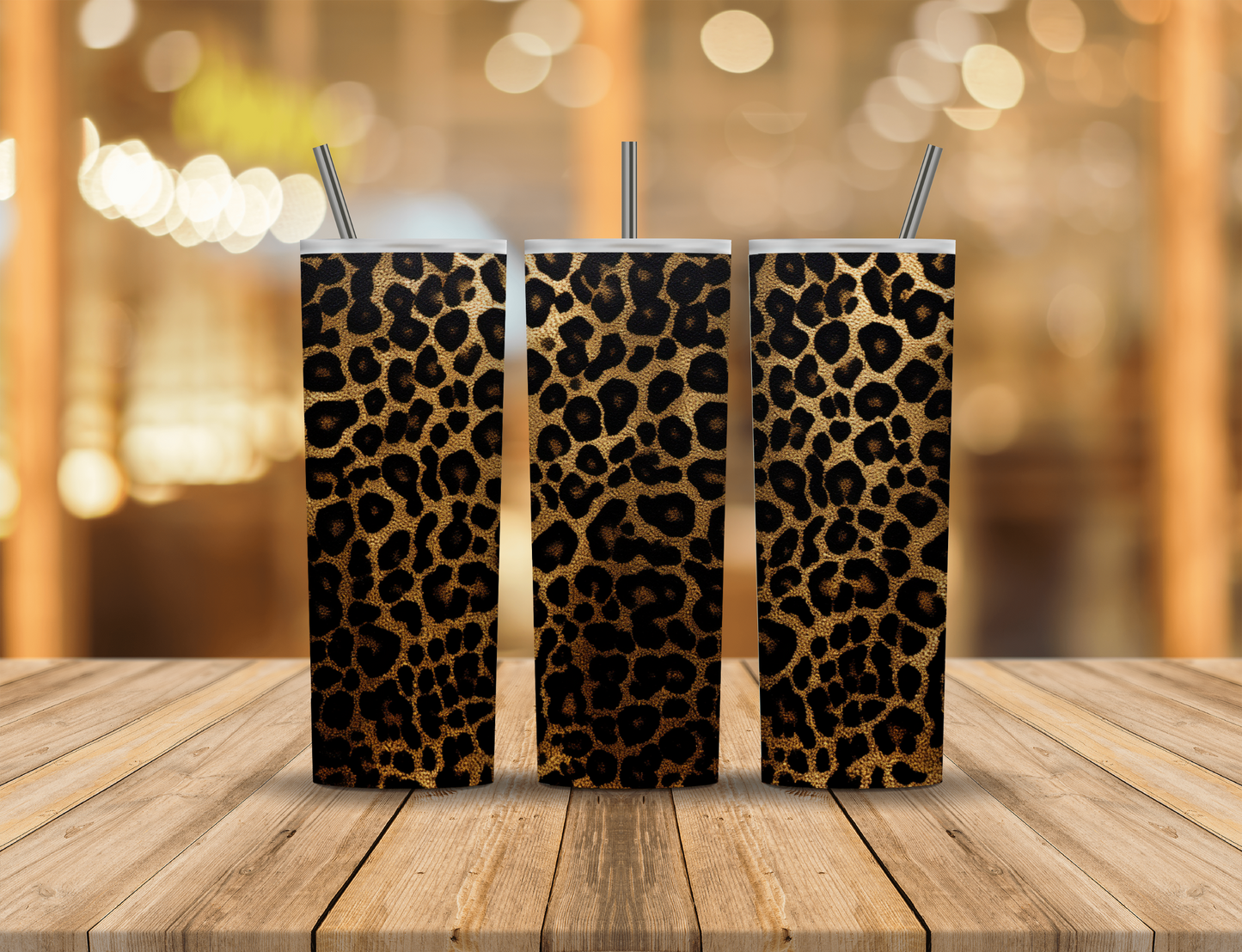 Brown Black Gold Metallic Animal Print 20 oz Tumbler Design Digital Download #246