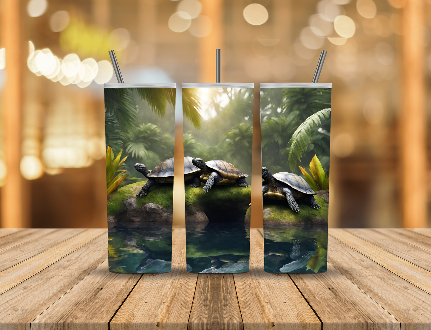 Jungle Tropical Green Turtles 20 oz Tumbler Design Digital Download #336