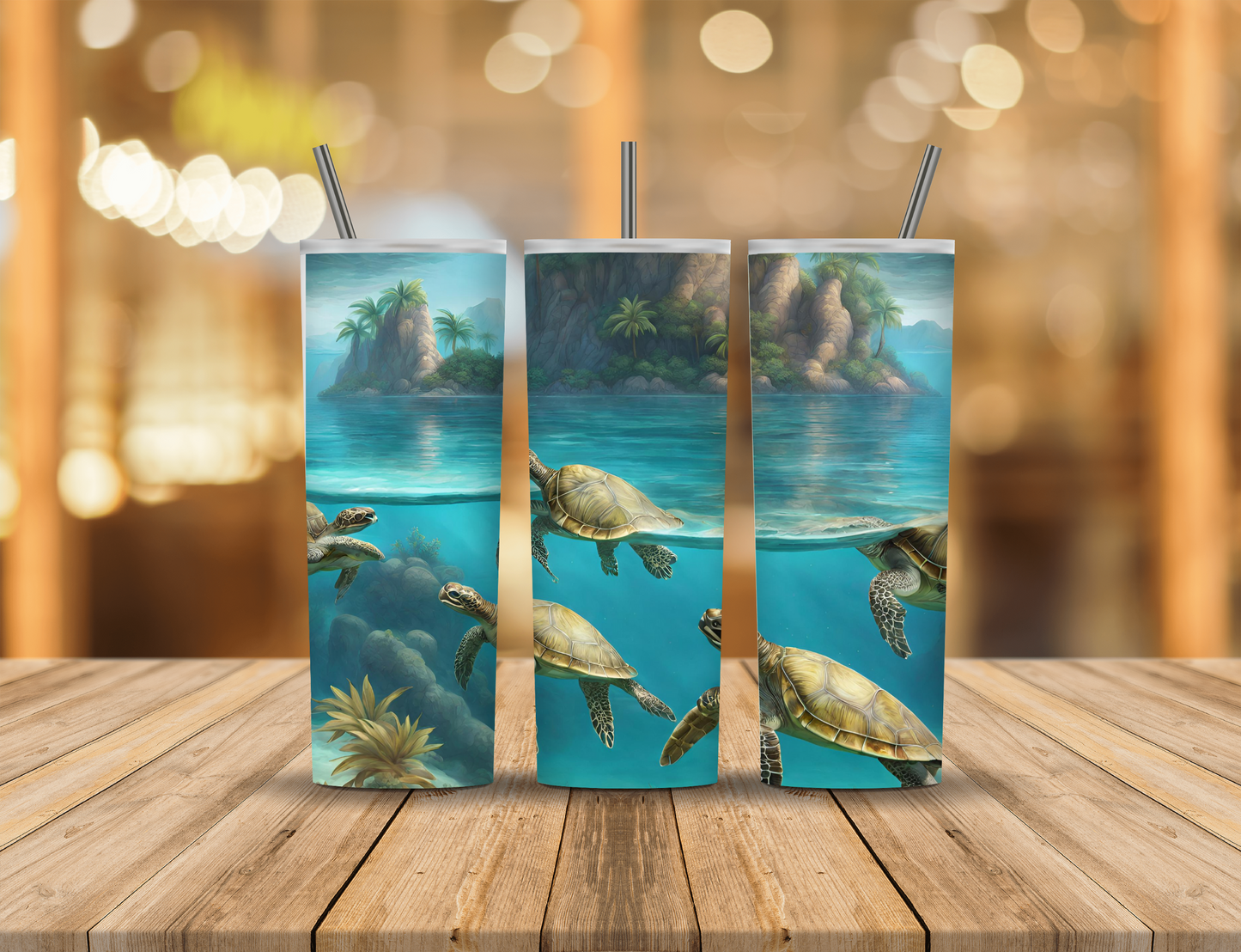 Ocean Blue Turtles 20 oz Tumbler Design Digital Download #260