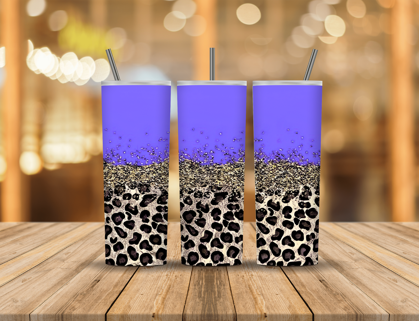 Purple Black Gold Glitter Animal Print 20 oz Tumbler Design Digital Download #89