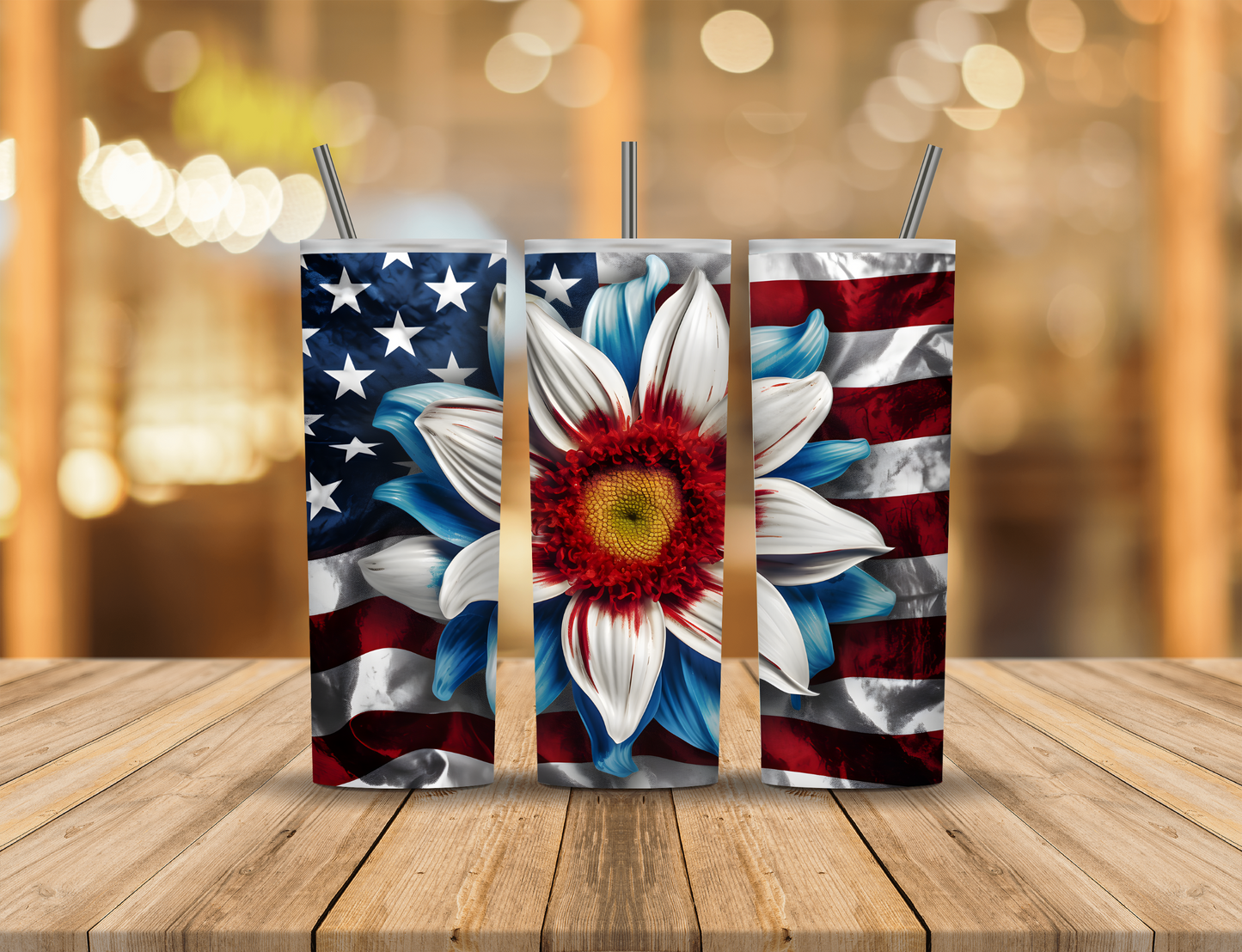 American Flag Flower 20 oz Tumbler Design Digital Download #622