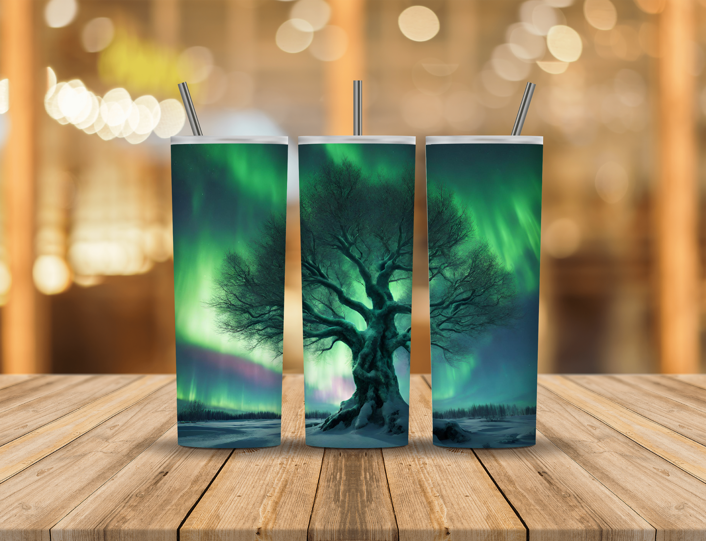 Northern Lights Tree 20 oz Tumbler Design Digital Download #717