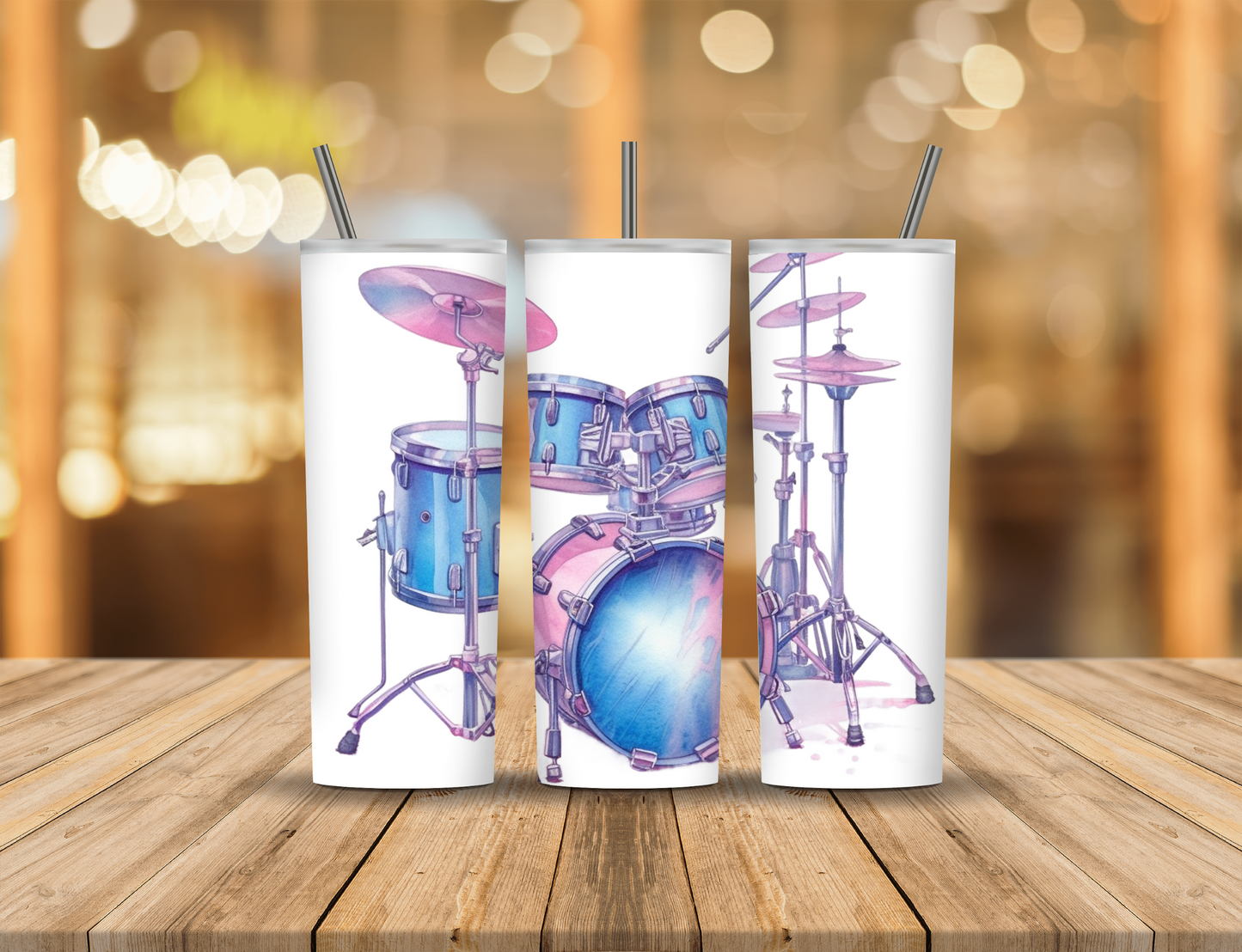 Pastel Sketched Drumkit 20 oz Tumbler Design Digital Download #470