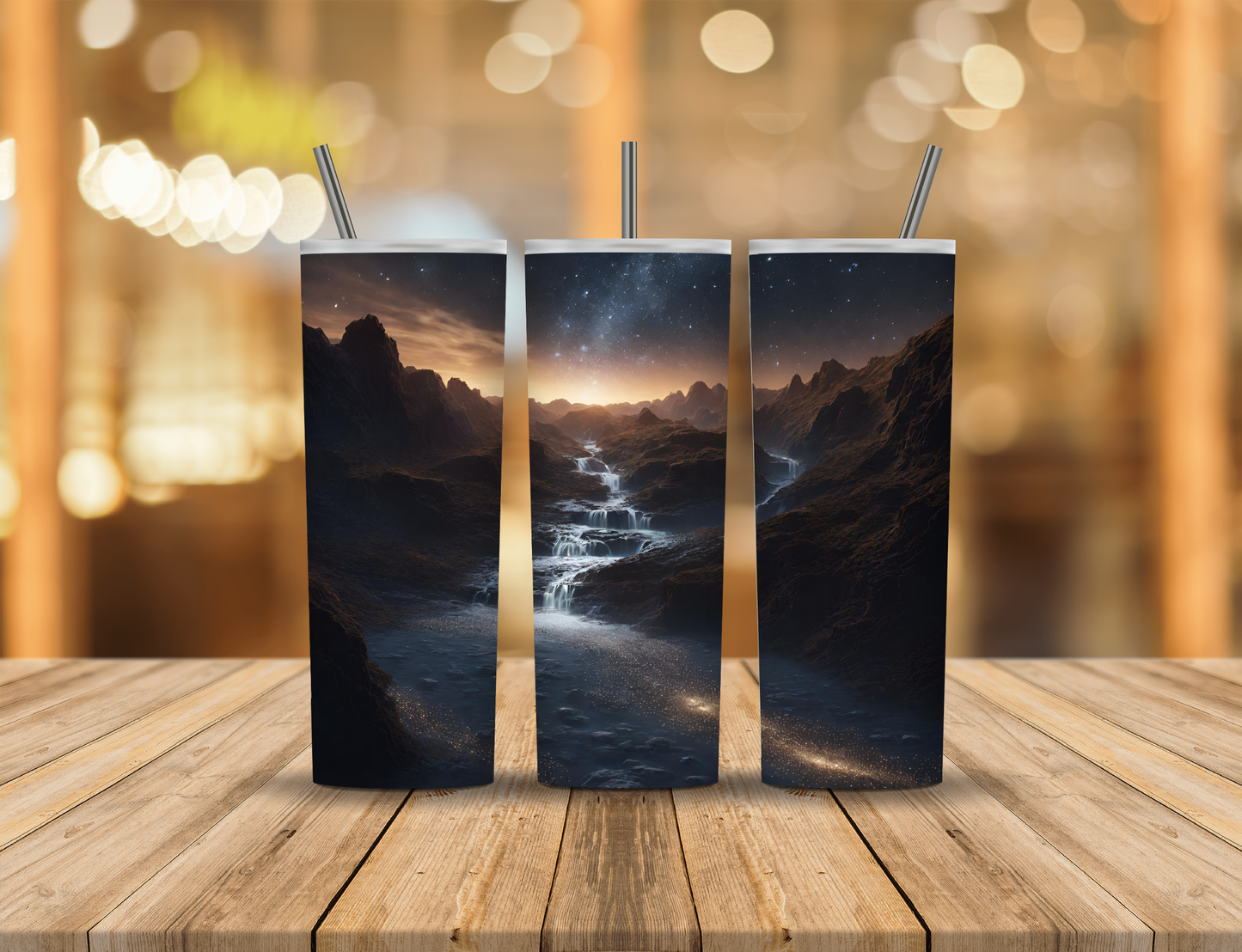 Mountains River Stars Nighttime 20 oz Tumbler Design Digital Download #650