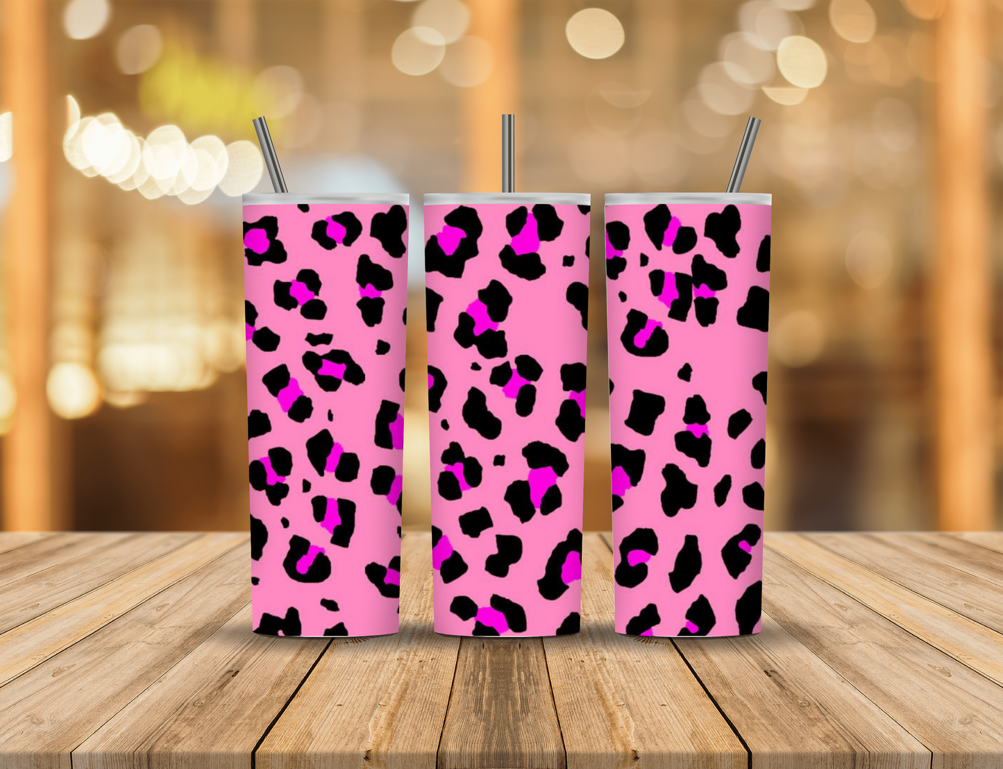 Pink Black Animal Print 20 oz Tumbler Design Digital Download #337
