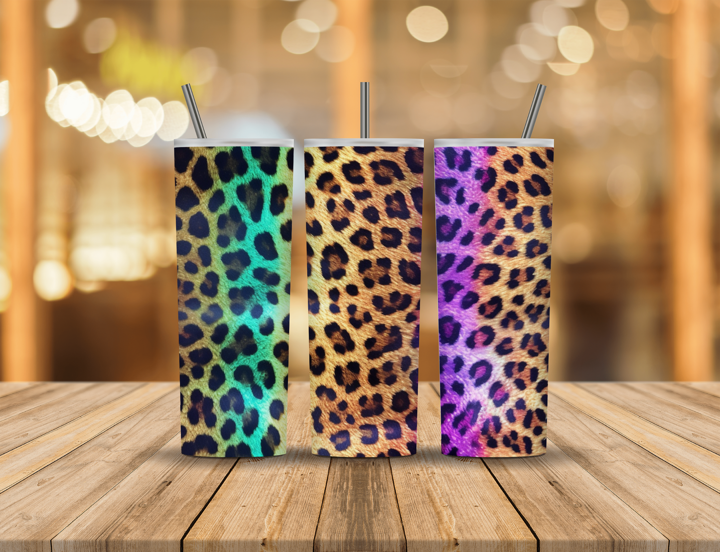 Neon Rainbow Animal Print 20 oz Tumbler Design Digital Download #143