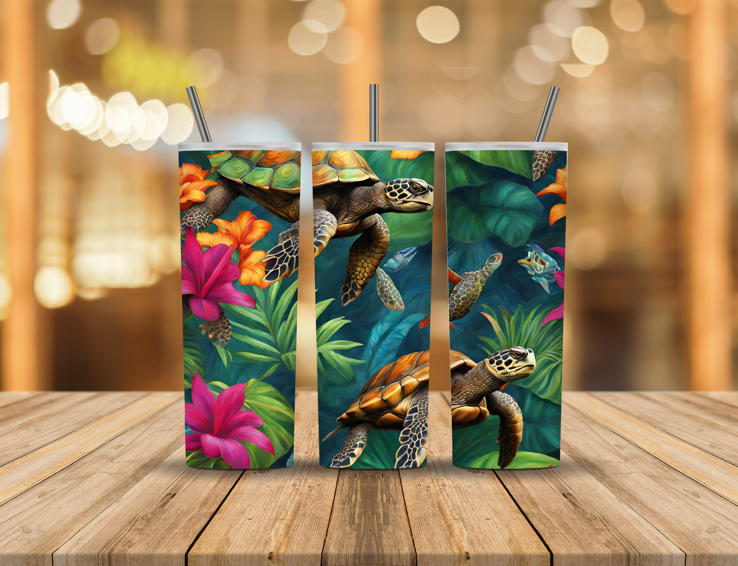 Nature Flowers Turtle Ocean 20 oz Tumbler Design Digital Download #192