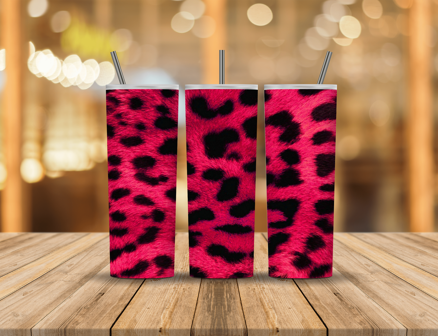 Red Black Fur Animal Print 20 oz Tumbler Design Digital Download #329
