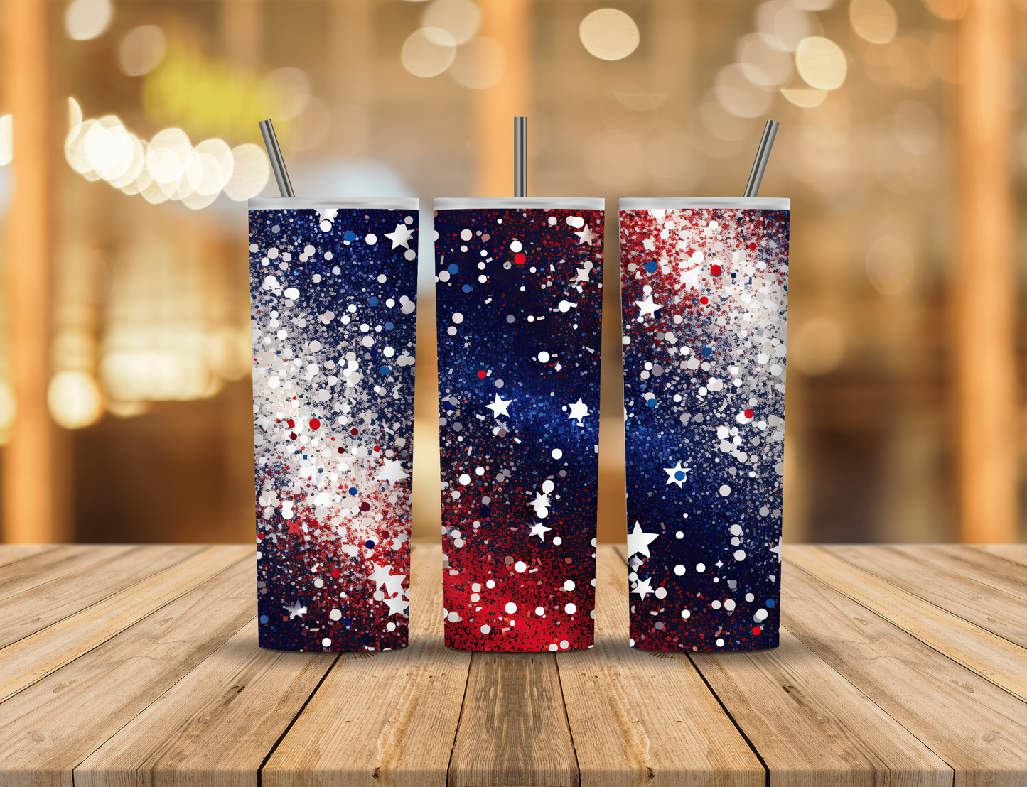 Red White Blue Star Confetti 20 oz Tumbler Design Digital Download #520