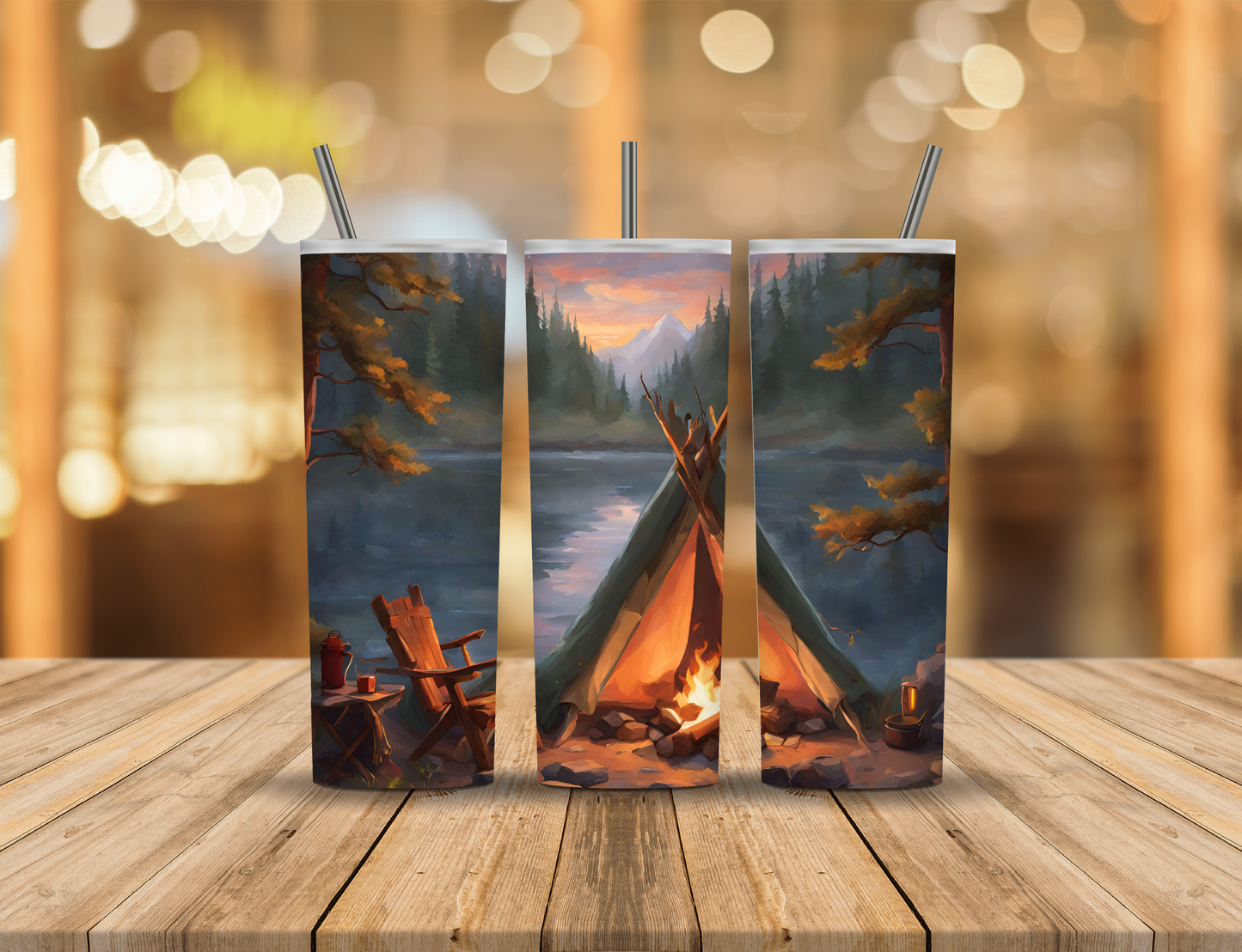Nature Forest Camping Lake River Mountains 20 oz Tumbler Design Digital Download #486
