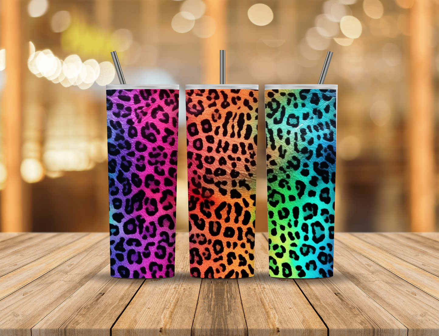 Neon Rainbow Animal Print 20 oz Tumbler Design Digital Download #161