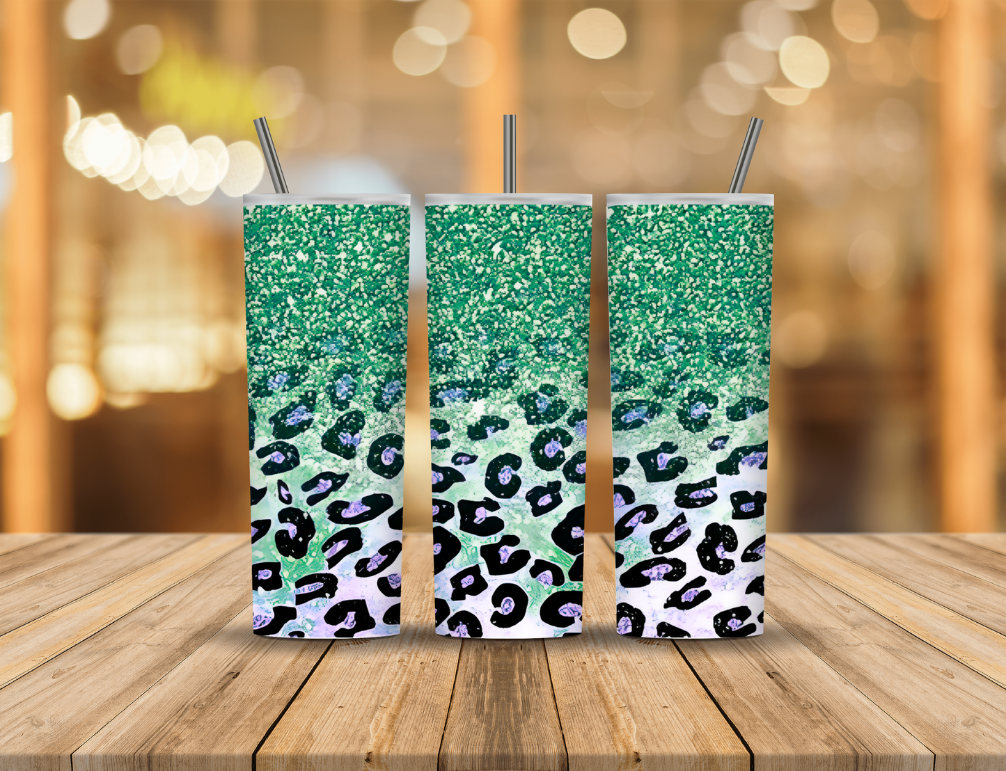 Green Glitter Animal Print 20 oz Tumbler Design Digital Download #72