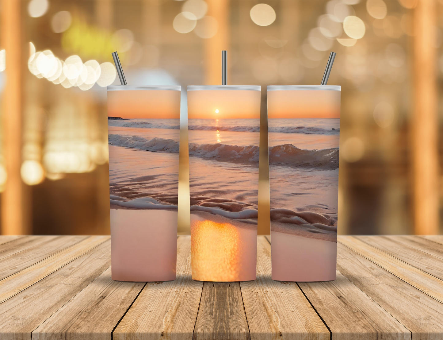 Sunset Beach Ocean 20 oz Tumbler Design Digital Download #214