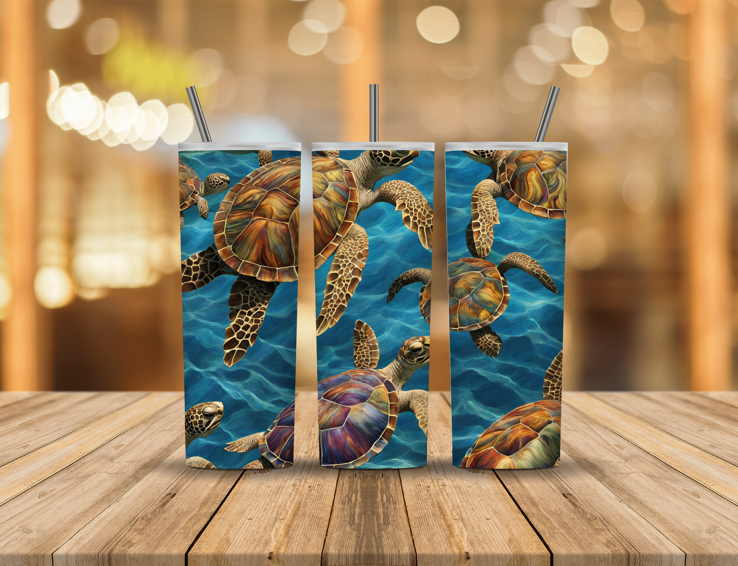 Ocean Blue Turtles 20 oz Tumbler Design Digital Download #275