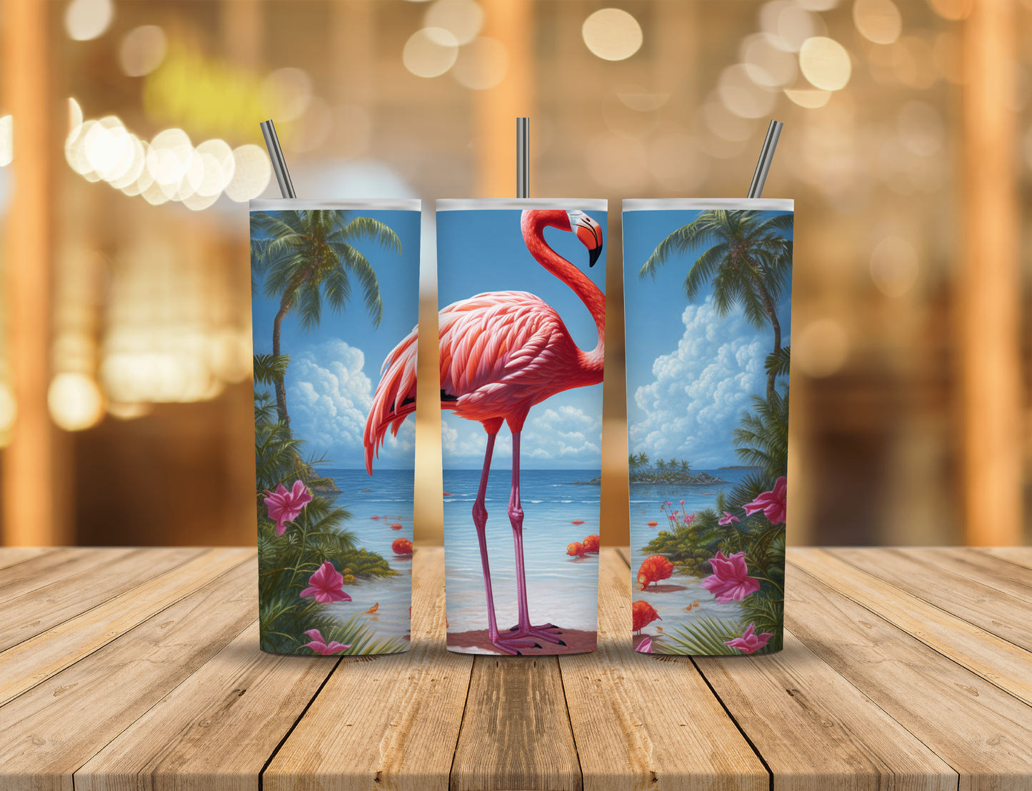 Flamingo Beach 20 oz Tumbler Design Digital Download #11
