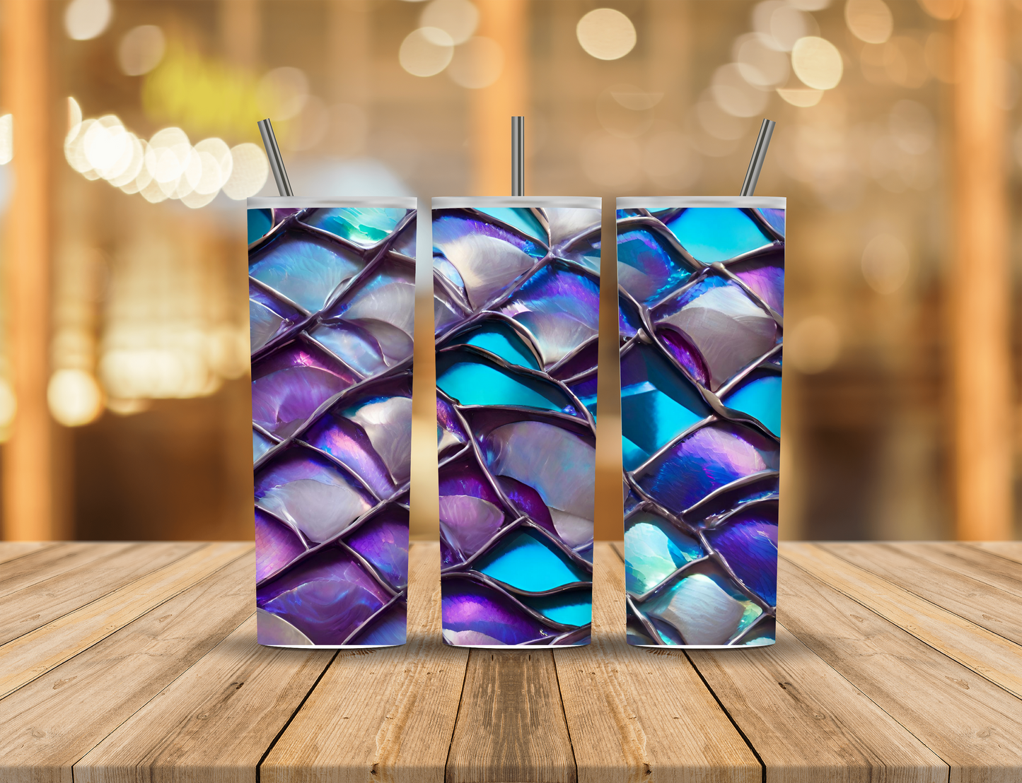 Blue Purple Dragon Mermaid Scales 20 oz Tumbler Design Digital Download #382