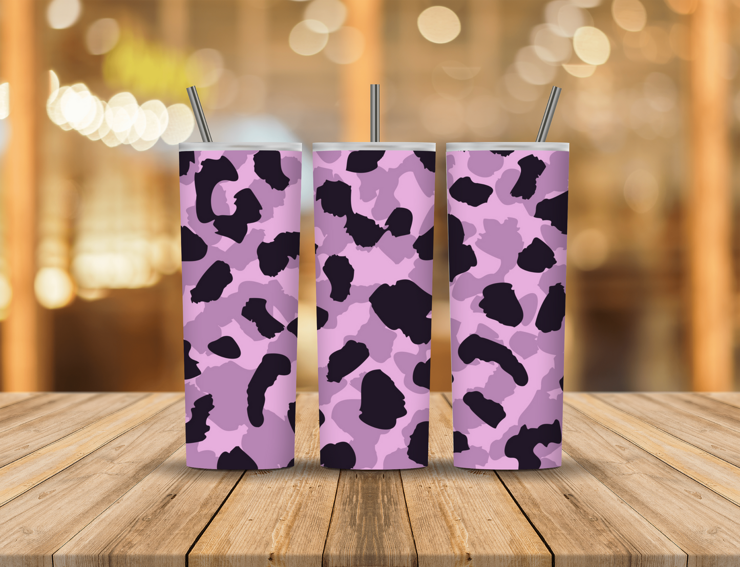 Purple Pink Mauve Black Animal Print 20 oz Tumbler Design Digital Download #287