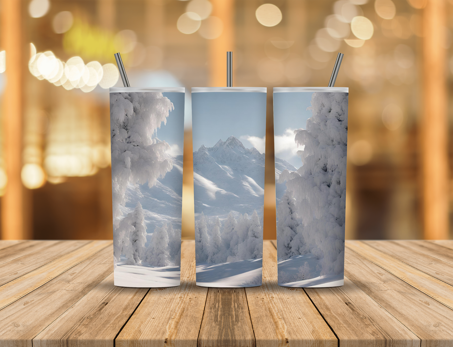 Snow Mountains Winter 20 oz Tumbler Design Digital Download #196
