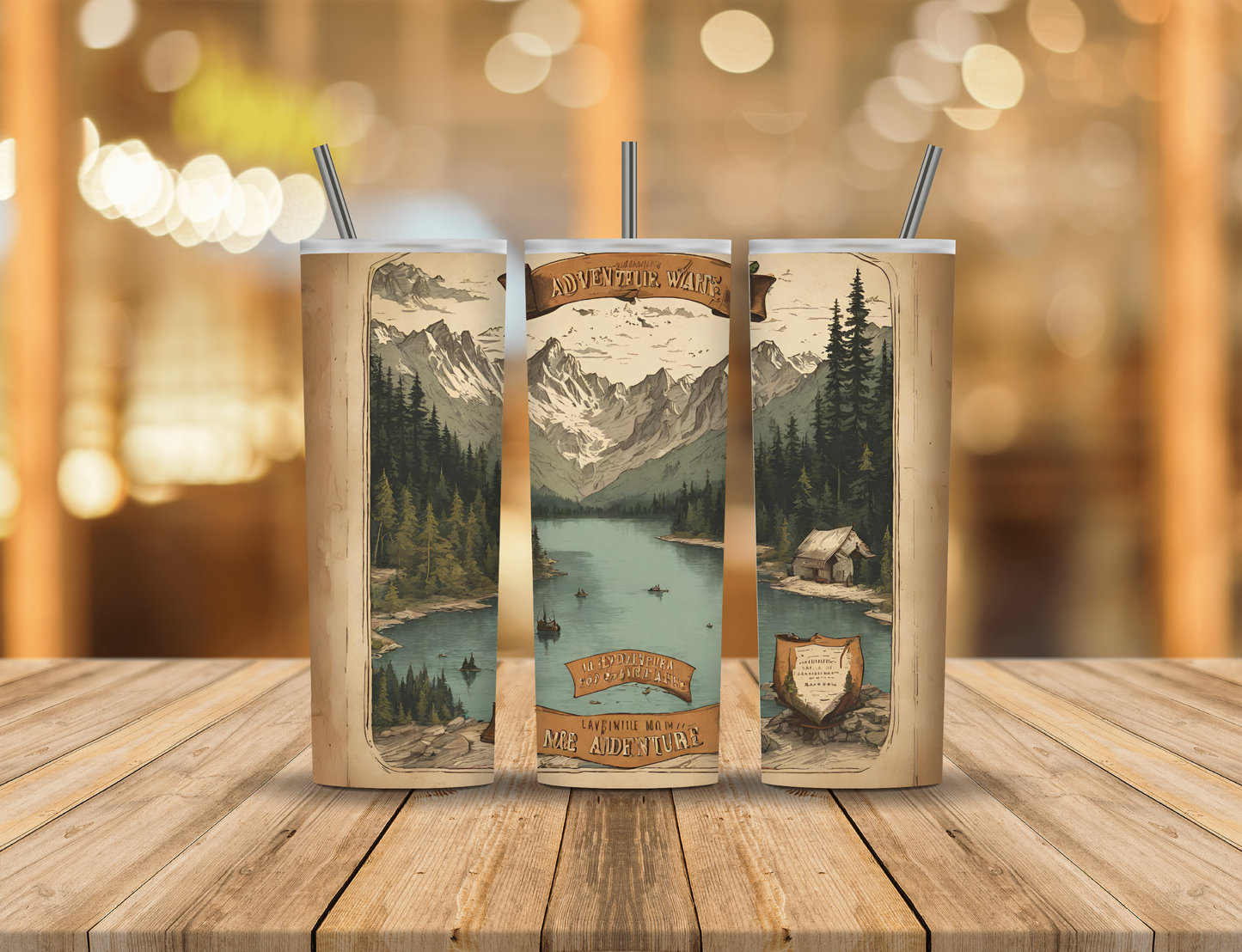 Adventure Mountains River Forest 20 oz Tumbler Design Digital Download #404