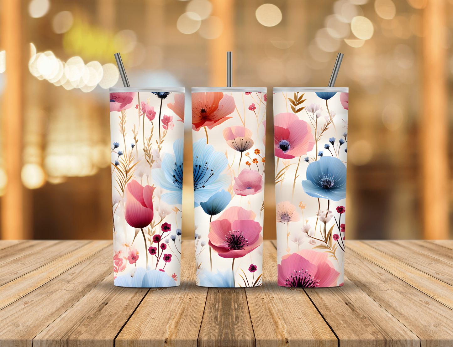 Watercolor Flowers 20 oz Tumbler Design Digital Download #15