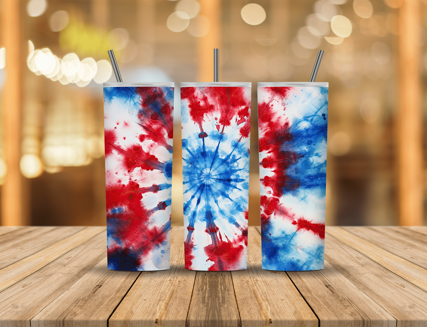 Red White Blue Tie Dye 20 oz Tumbler Design Digital Download #575