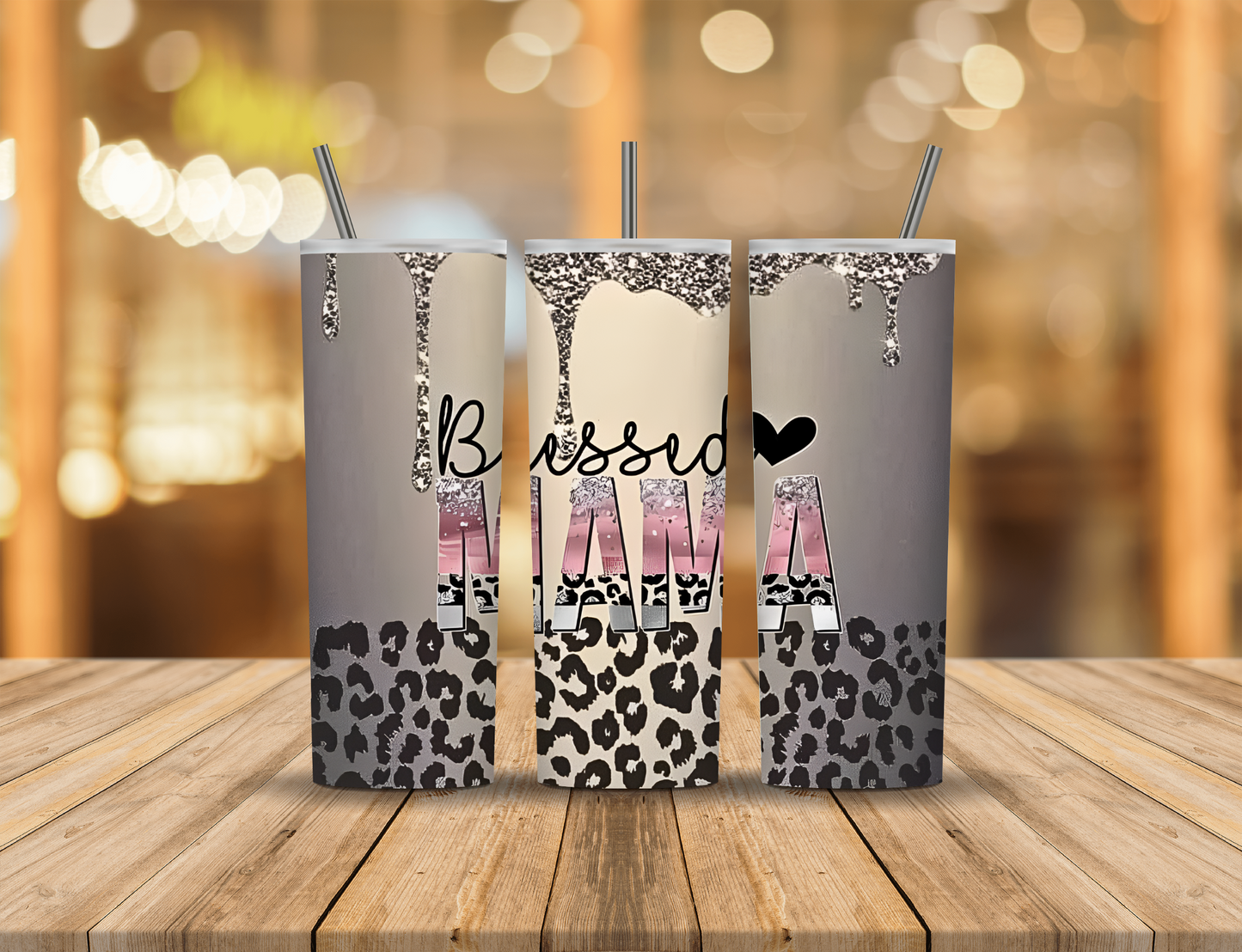 Animal Print Glitter Blessed Mama 20 oz Tumbler Design Digital Download #170