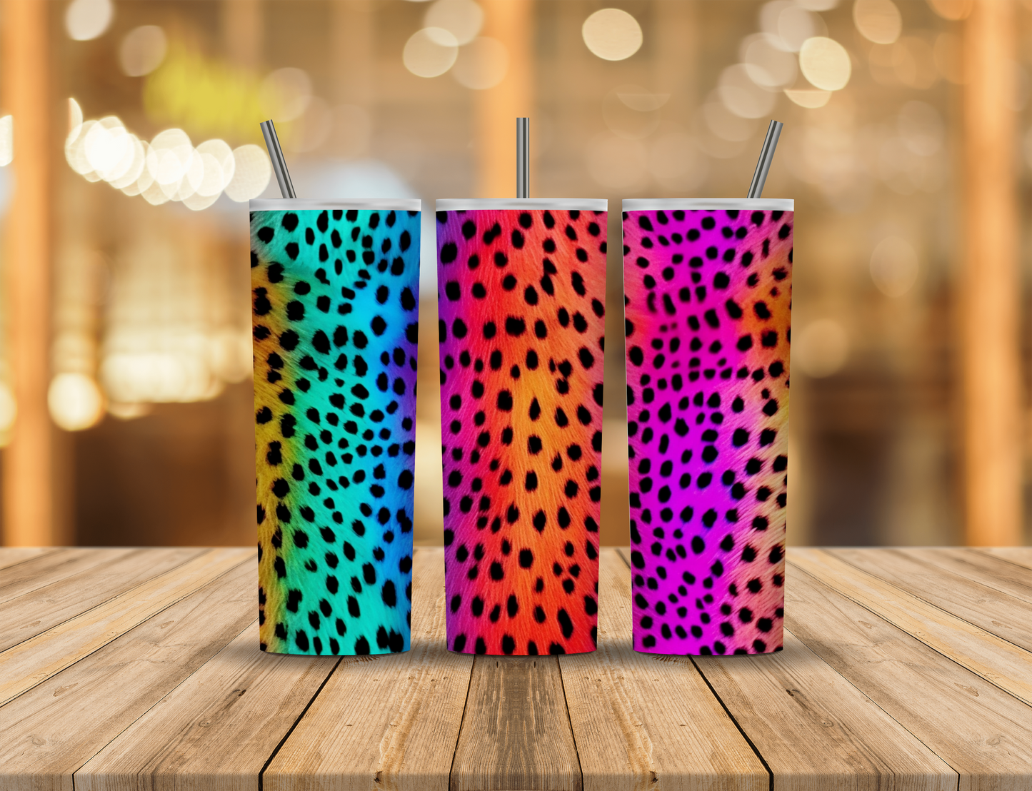 Neon Rainbow Animal Print 20 oz Tumbler Design Digital Download #165
