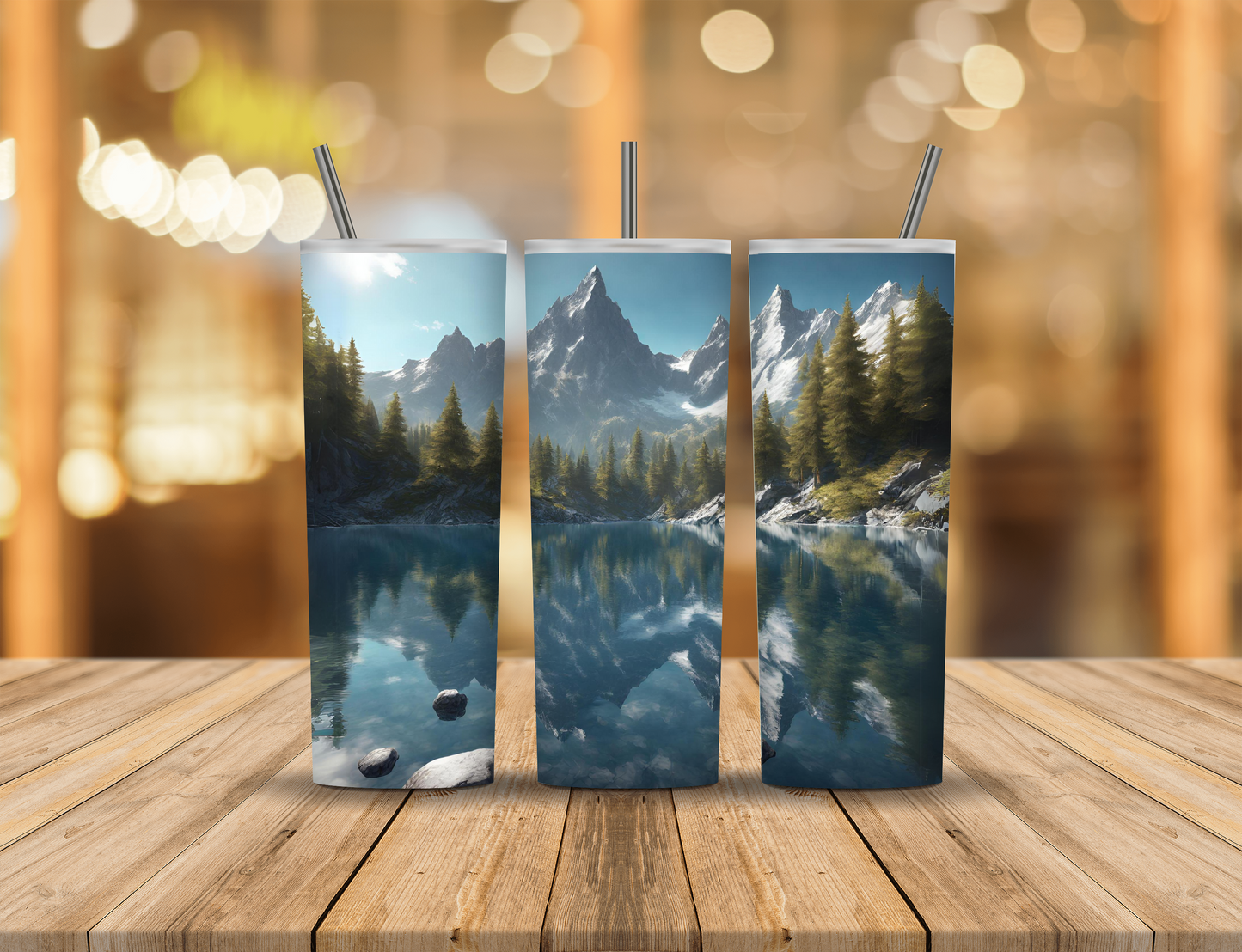 Mountains Summer Snow Lake 20 oz Tumbler Design Digital Download #325