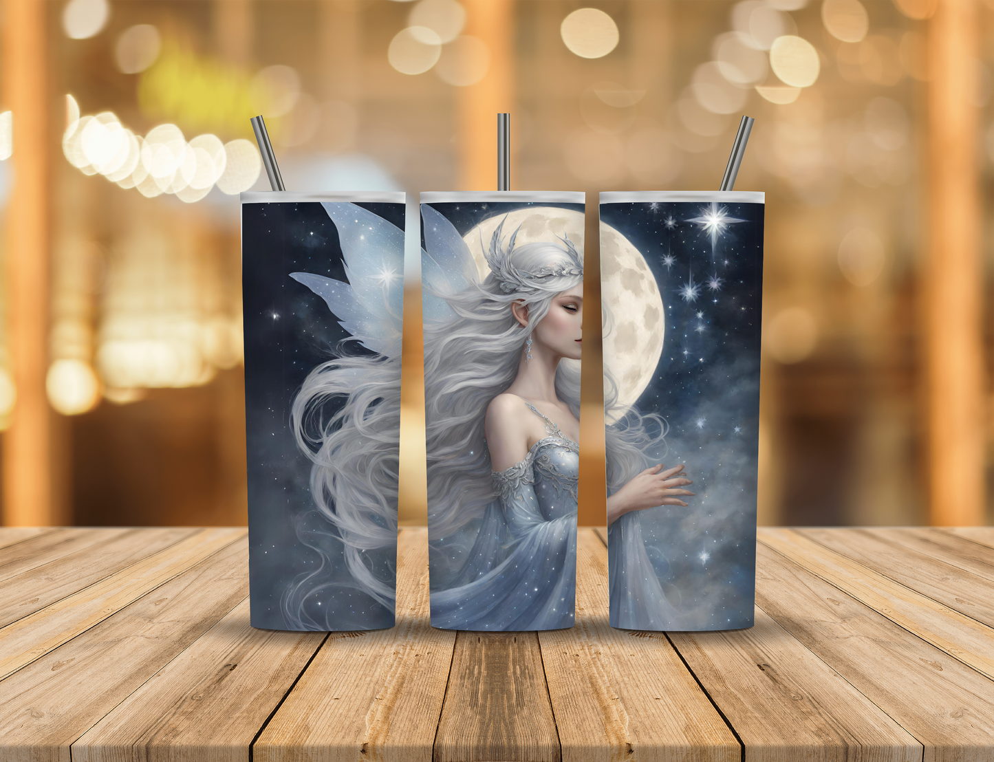 Moonlight Nighttime Fairy 20 oz Tumbler Design Digital Download #396