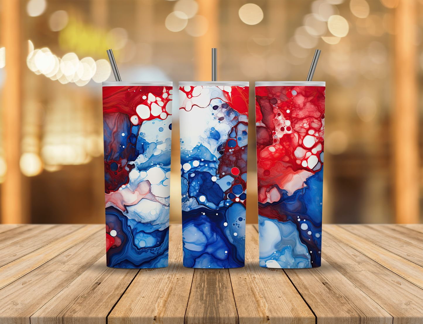 Red White Blue Alcohol Ink Abstract 20 oz Tumbler Design Digital Download #476