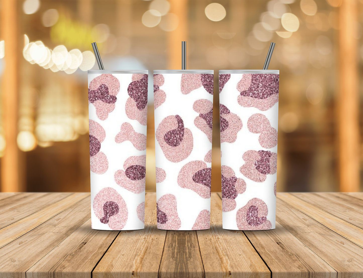 Beige Mauve Pink Purple Glitter Animal Print 20 oz Tumbler Design Digital Download #395
