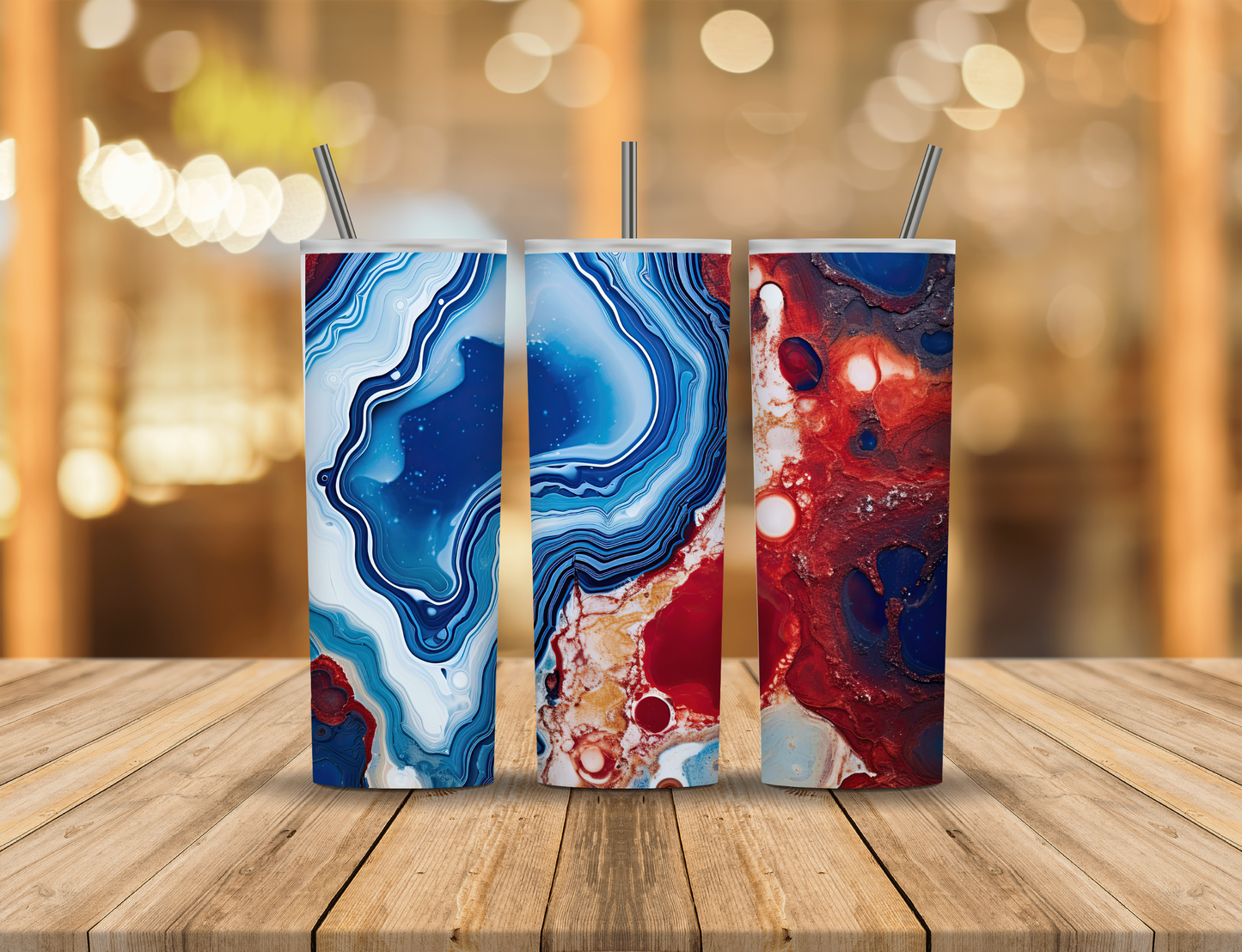 Red White Blue Geode 20 oz Tumbler Design Digital Download #509
