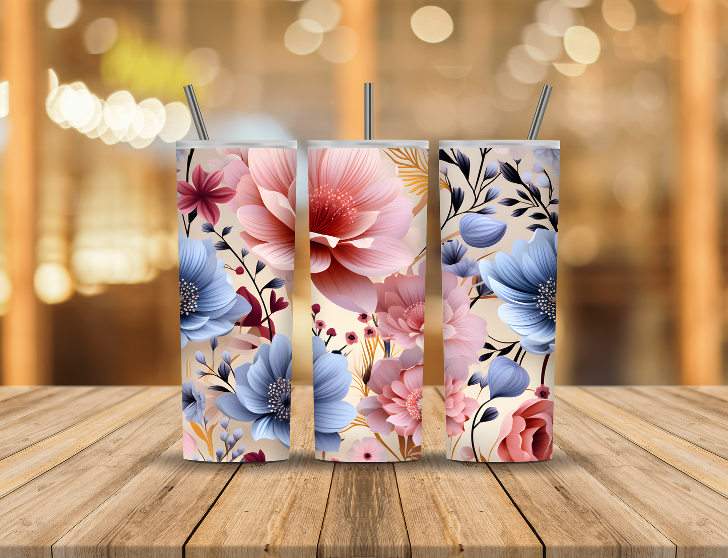 Pastel Spring Flowers 20 oz Tumbler Design Digital Download #635