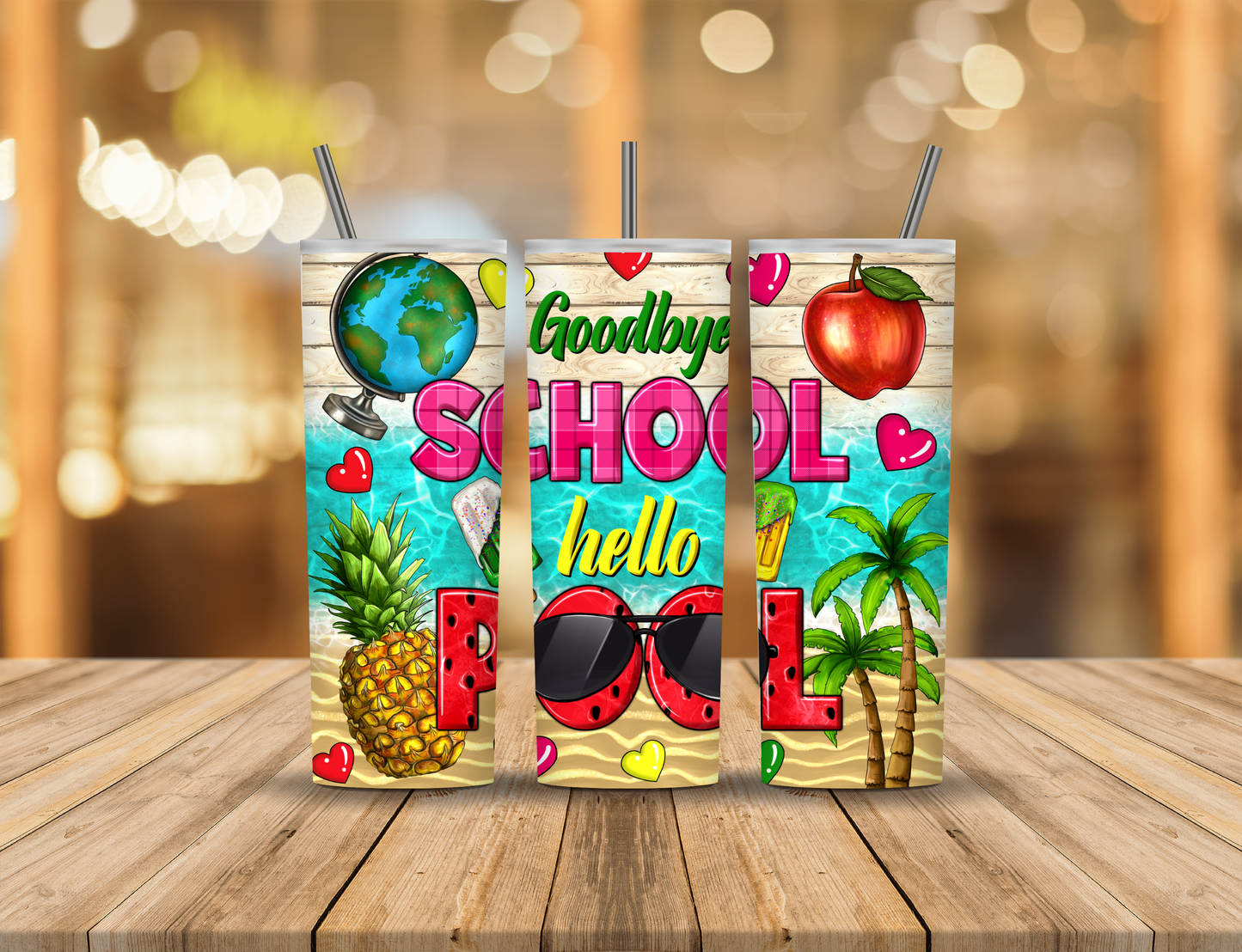 Summer Beach Ocean Animated Cartoon Quote 20 oz Tumbler Design Digital Download #744