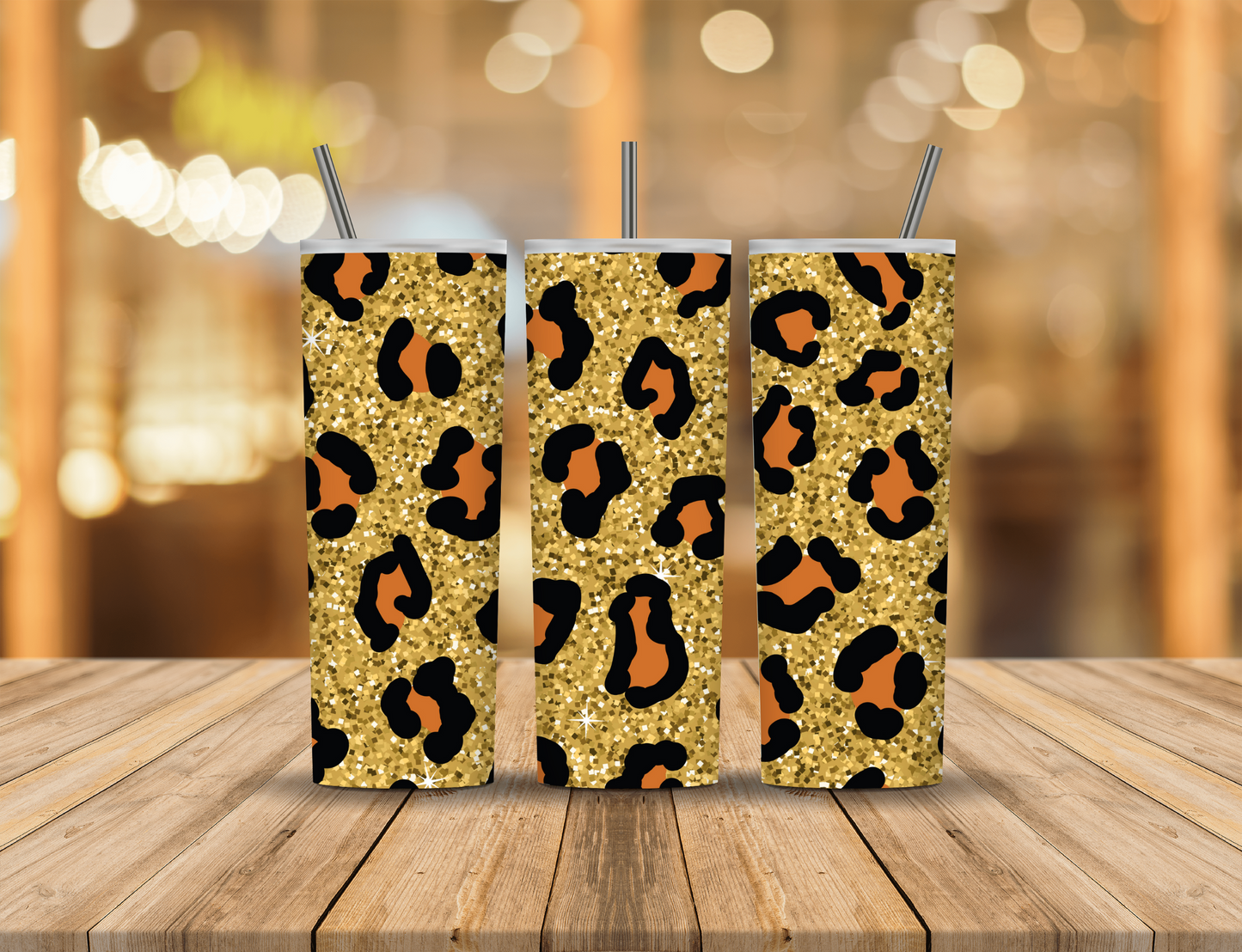 Brown Black Gold Glitter Animal Print 20 oz Tumbler Design Digital Download #224