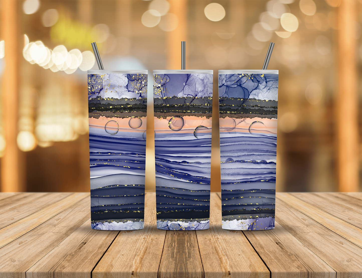 Peach Purple Blue Black Gold Glitter Sparkle Abstract 20 oz Tumbler Design Digital Download #743