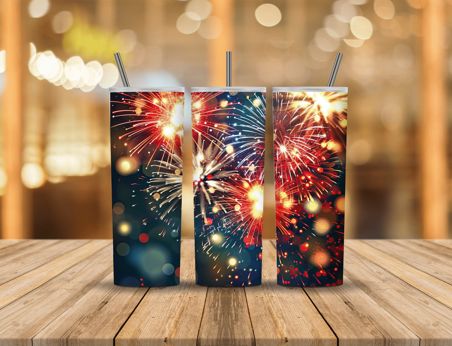 Red White Blue Fireworks 20 oz Tumbler Design Digital Download #616