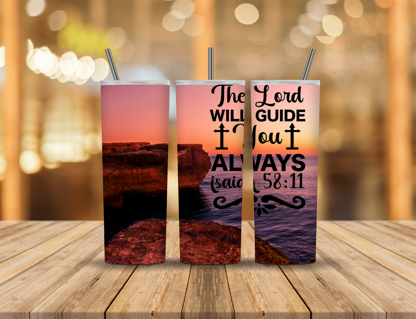 Mountain Ocean Sunset Religious Faith 20 oz Tumbler Design Digital Download #258