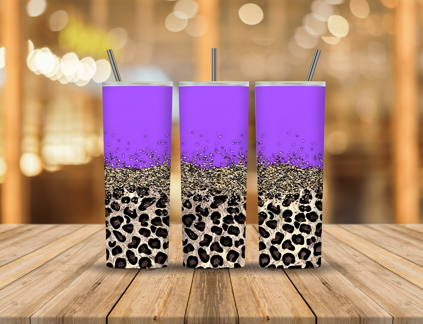 Purple Glitter Animal Print 20 oz Tumbler Design Digital Download #18