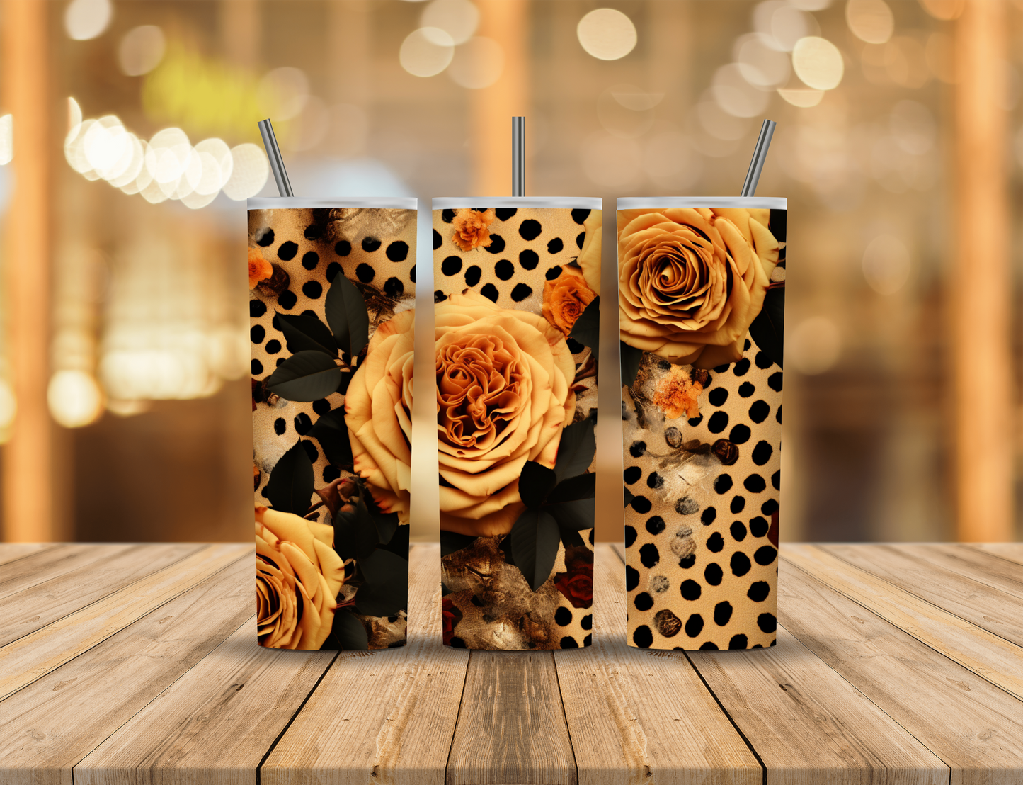 Animal Print Roses Flowers 20 oz Tumbler Design Digital Download #123