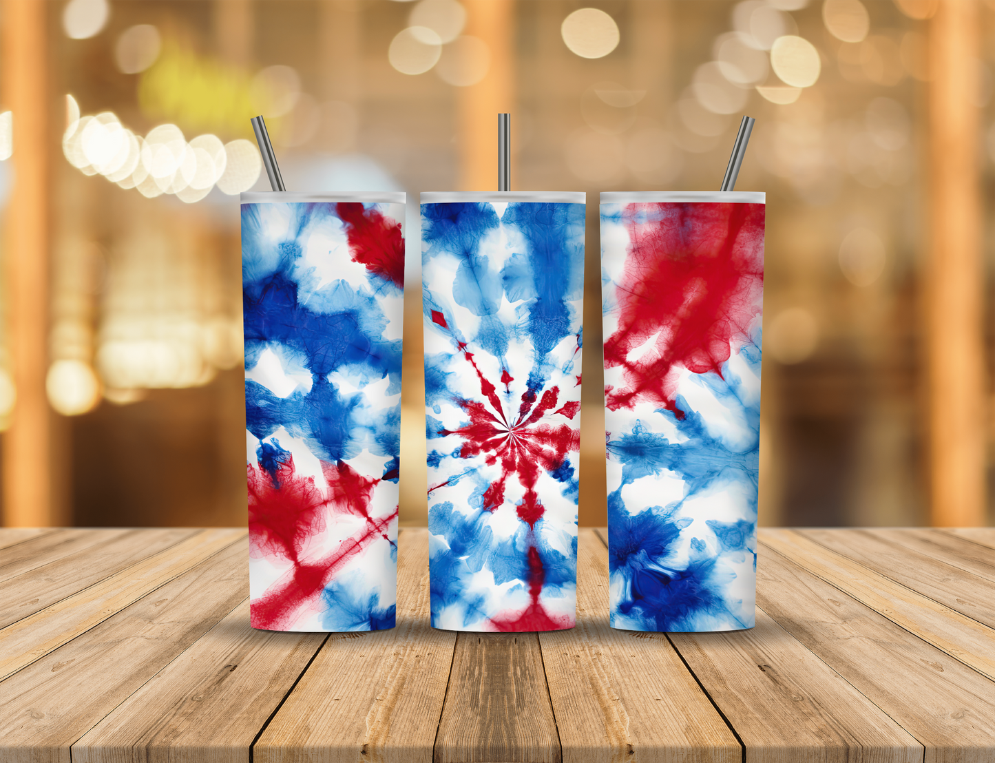 Red White Blue Tie Dye 20 oz Tumbler Design Digital Download #574