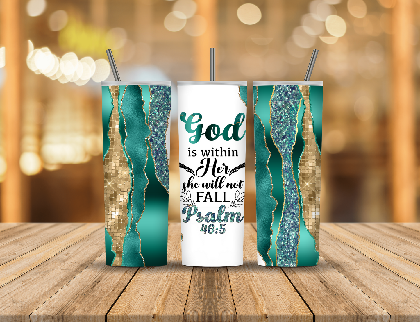 Geode Glitter Blue Green Gold Foil Religious Faith 20 oz Tumbler Design Digital Download #193